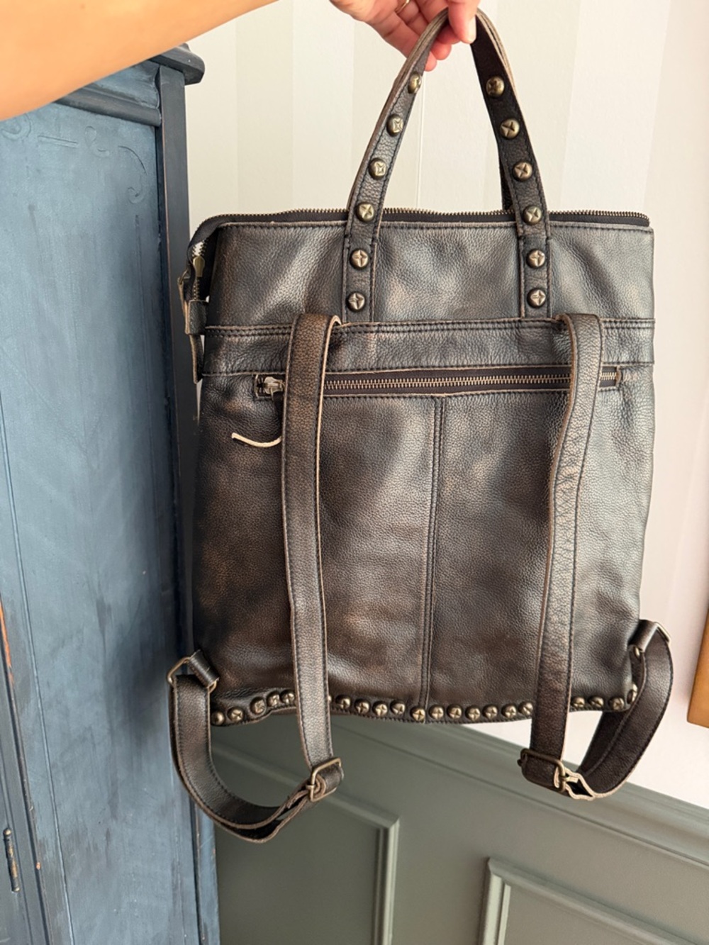 Free People studded leather backpack purse